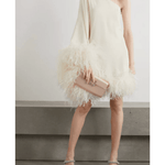 Piccolo Ubud One-Sleeve Feather-Trimmed Crepe Mini Dress - Endless - UAE Rental and Resale for Women's Fashion