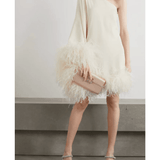 Piccolo Ubud One-Sleeve Feather-Trimmed Crepe Mini Dress - Endless - UAE Rental and Resale for Women's Fashion