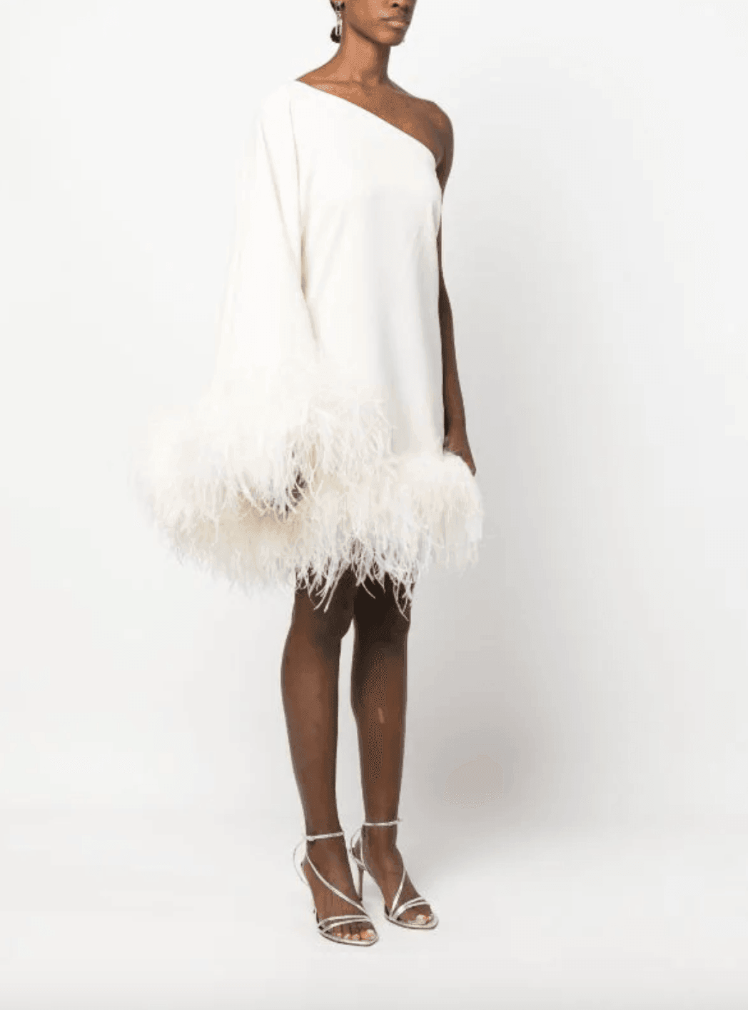 Piccolo Ubud One-Sleeve Feather-Trimmed Crepe Mini Dress - Endless - UAE Rental and Resale for Women's Fashion