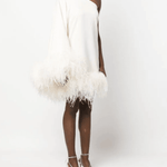 Piccolo Ubud One-Sleeve Feather-Trimmed Crepe Mini Dress - Endless - UAE Rental and Resale for Women's Fashion
