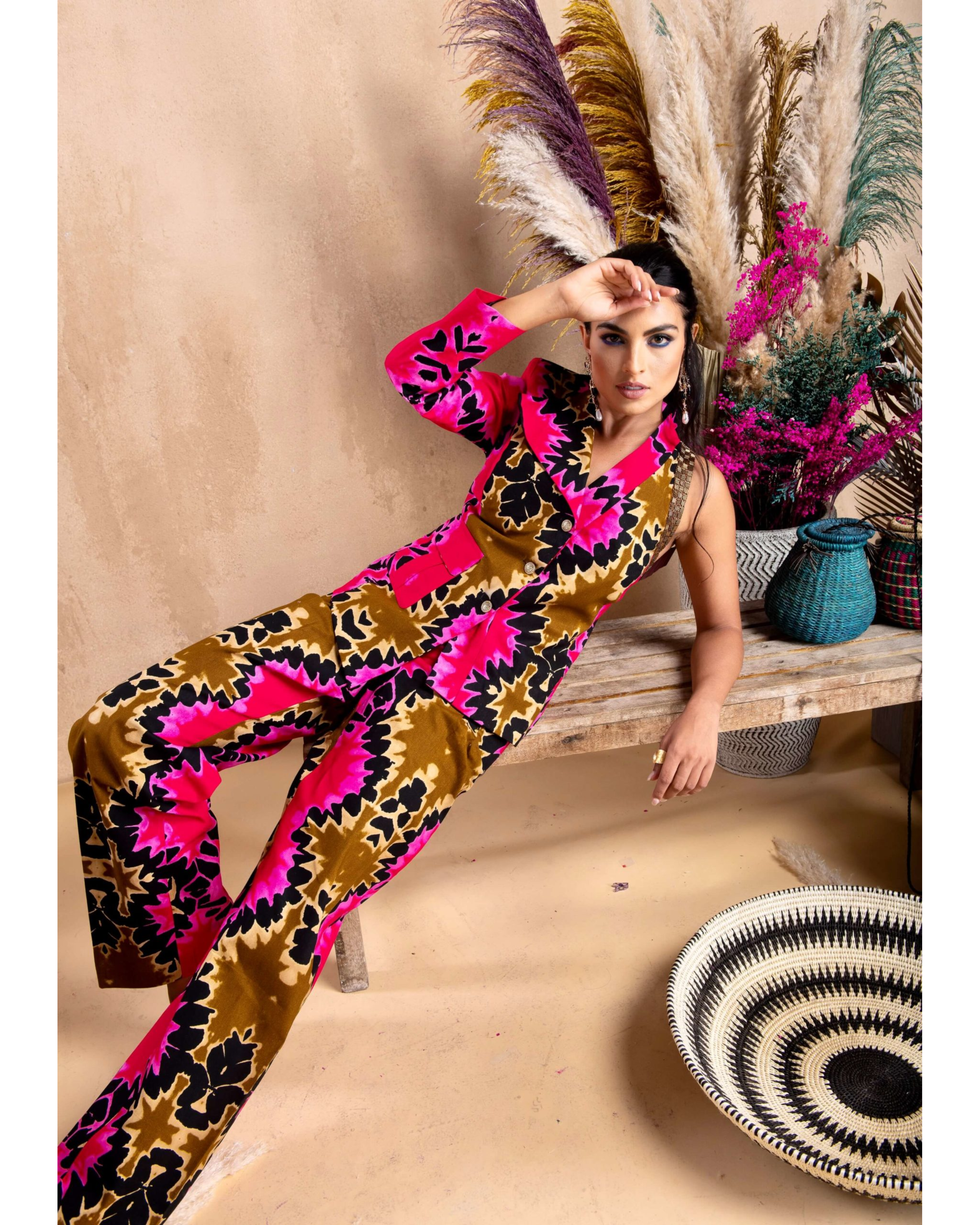 Pink Batik Power Suit Co-ord Set - Endless - UAE Rental and Resale for Women's Fashion