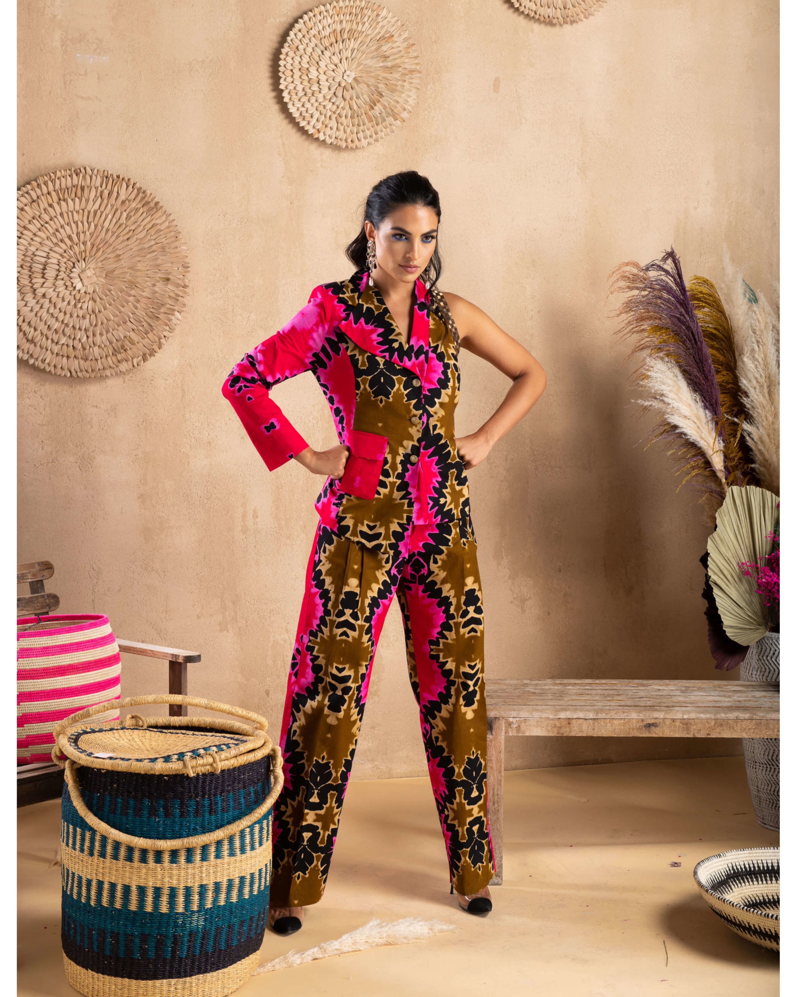 Pink Batik Power Suit Co-ord Set - Endless - UAE Rental and Resale for Women's Fashion