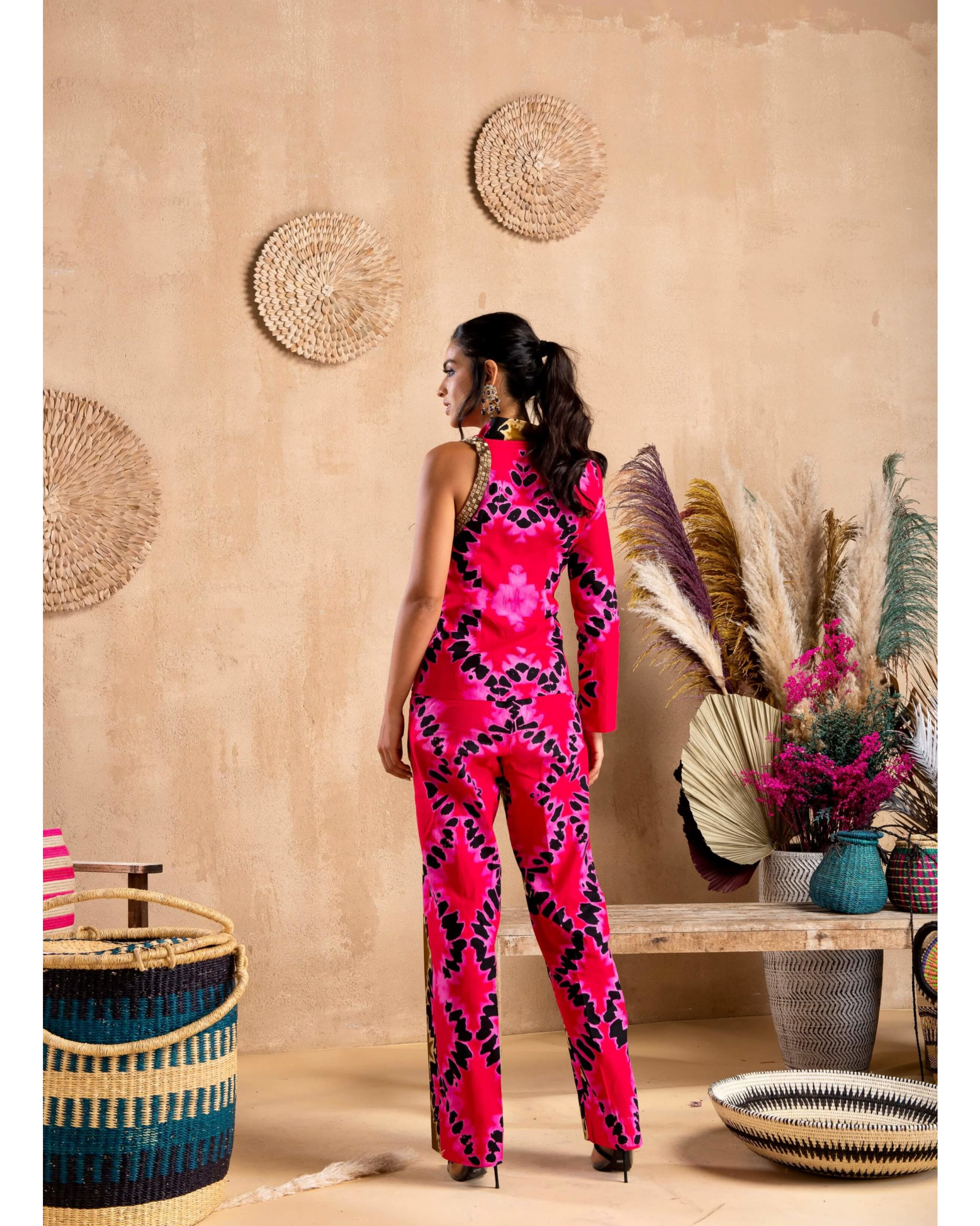 Pink Batik Power Suit Co-ord Set - Endless - UAE Rental and Resale for Women's Fashion