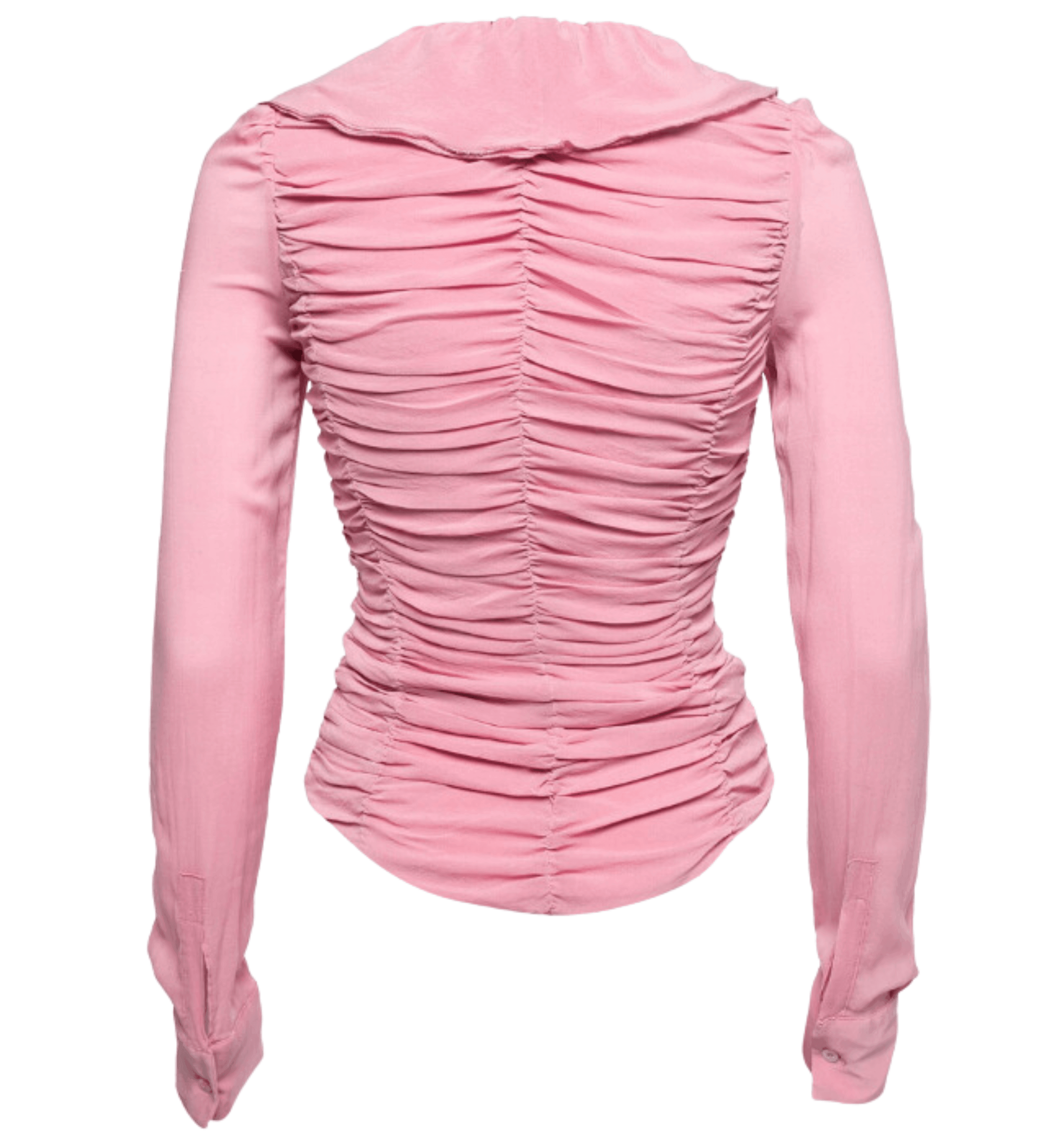 Pink Chiffon Ruffled Collar Ruched - Endless - UAE Rental and Resale for Women's Fashion