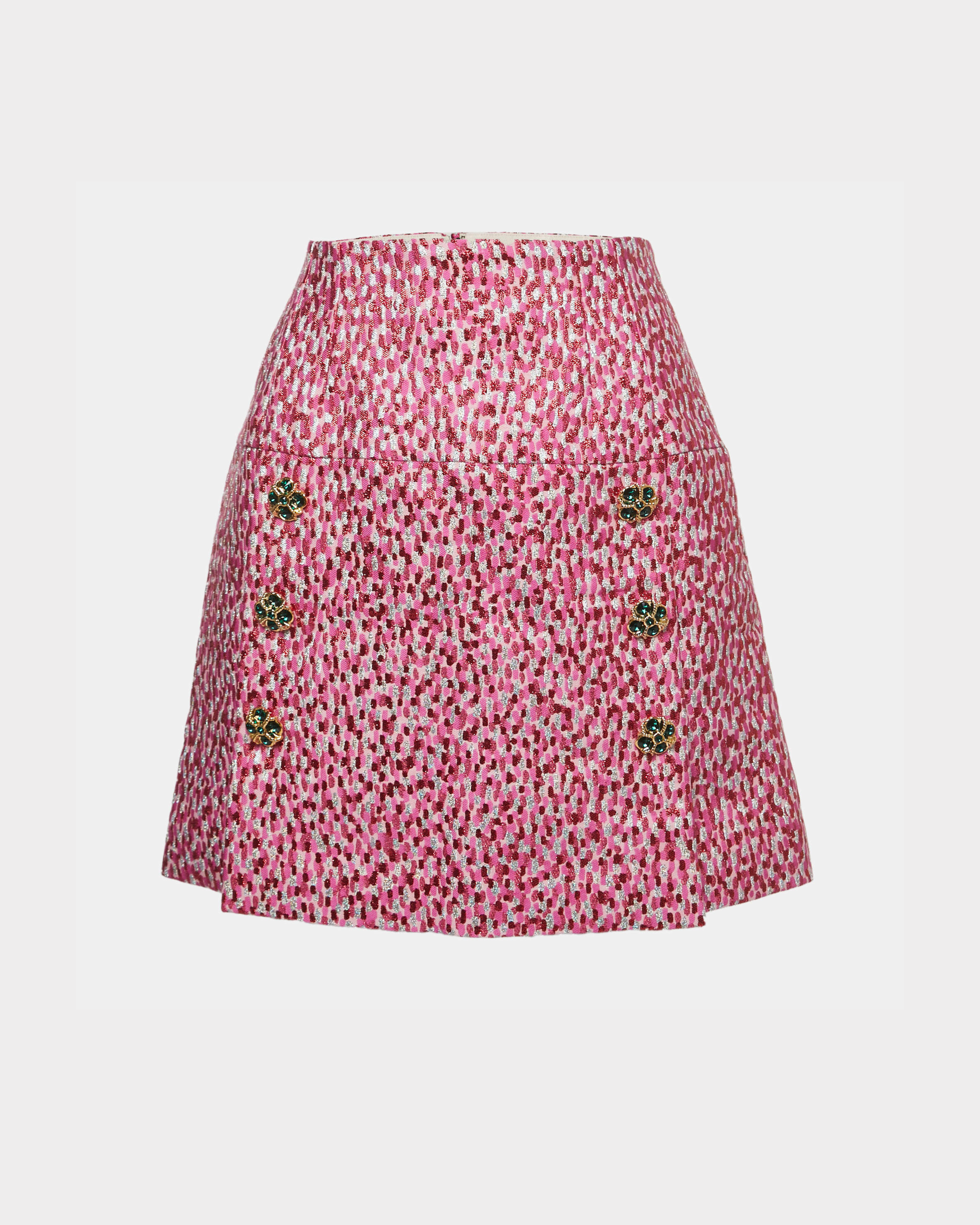 Pink Jacquard Button-embellished Mini Skirt - Endless - UAE Rental and Resale for Women's Fashion