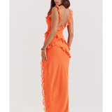 Pixie Flame Orange Ruffle Maxi Dress - Endless - UAE Rental and Resale for Women's Fashion