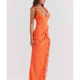 Pixie Flame Orange Ruffle Maxi Dress - Endless - UAE Rental and Resale for Women's Fashion