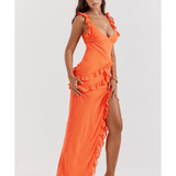 Pixie Flame Orange Ruffle Maxi Dress - Endless - UAE Rental and Resale for Women's Fashion