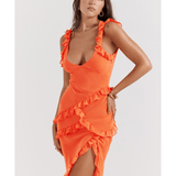 Pixie Flame Orange Ruffle Maxi Dress - Endless - UAE Rental and Resale for Women's Fashion