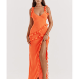 Pixie Flame Orange Ruffle Maxi Dress - Endless - UAE Rental and Resale for Women's Fashion