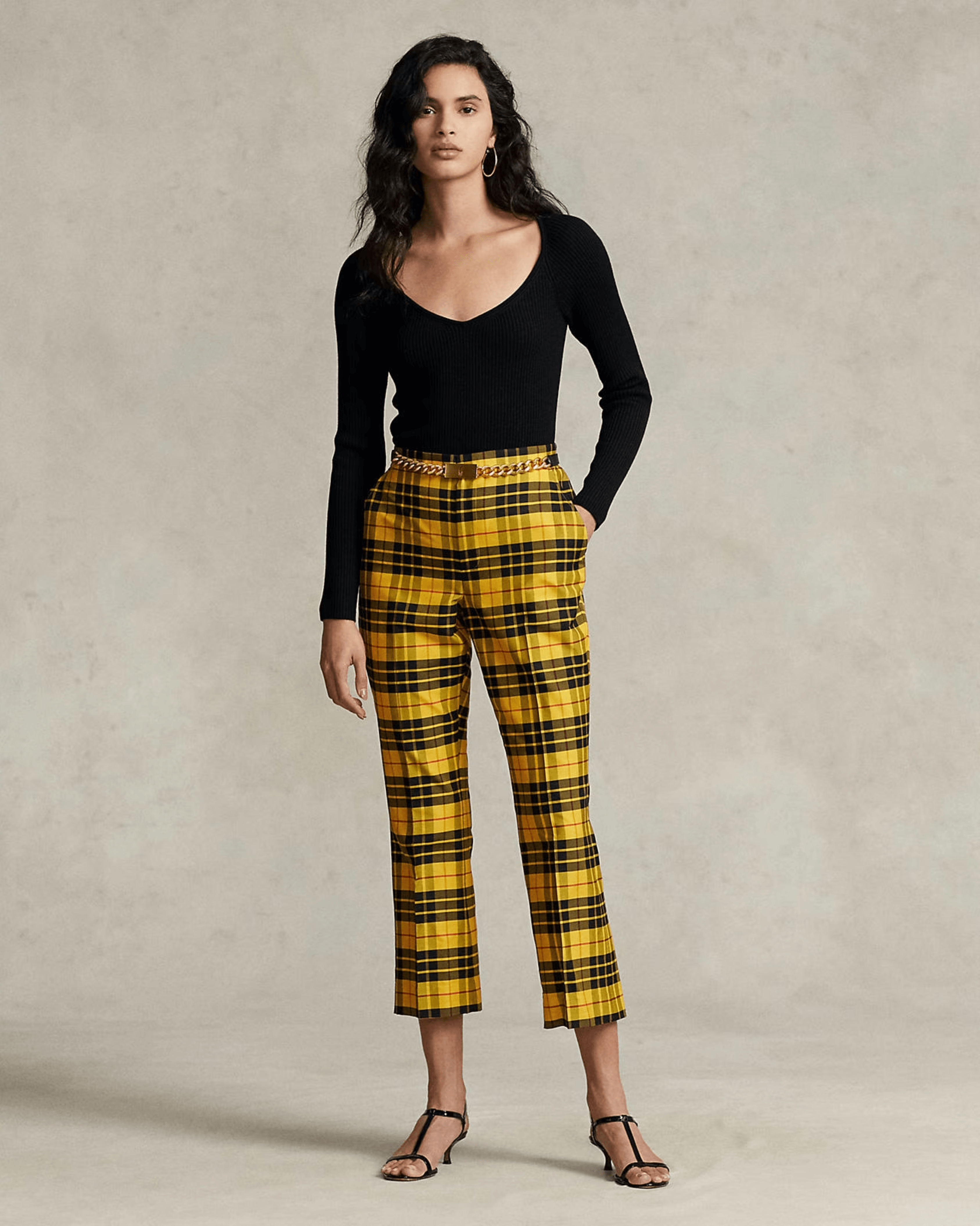 Plaid-check Cropped Flared Trousers - Endless - UAE Rental and Resale for Women's Fashion