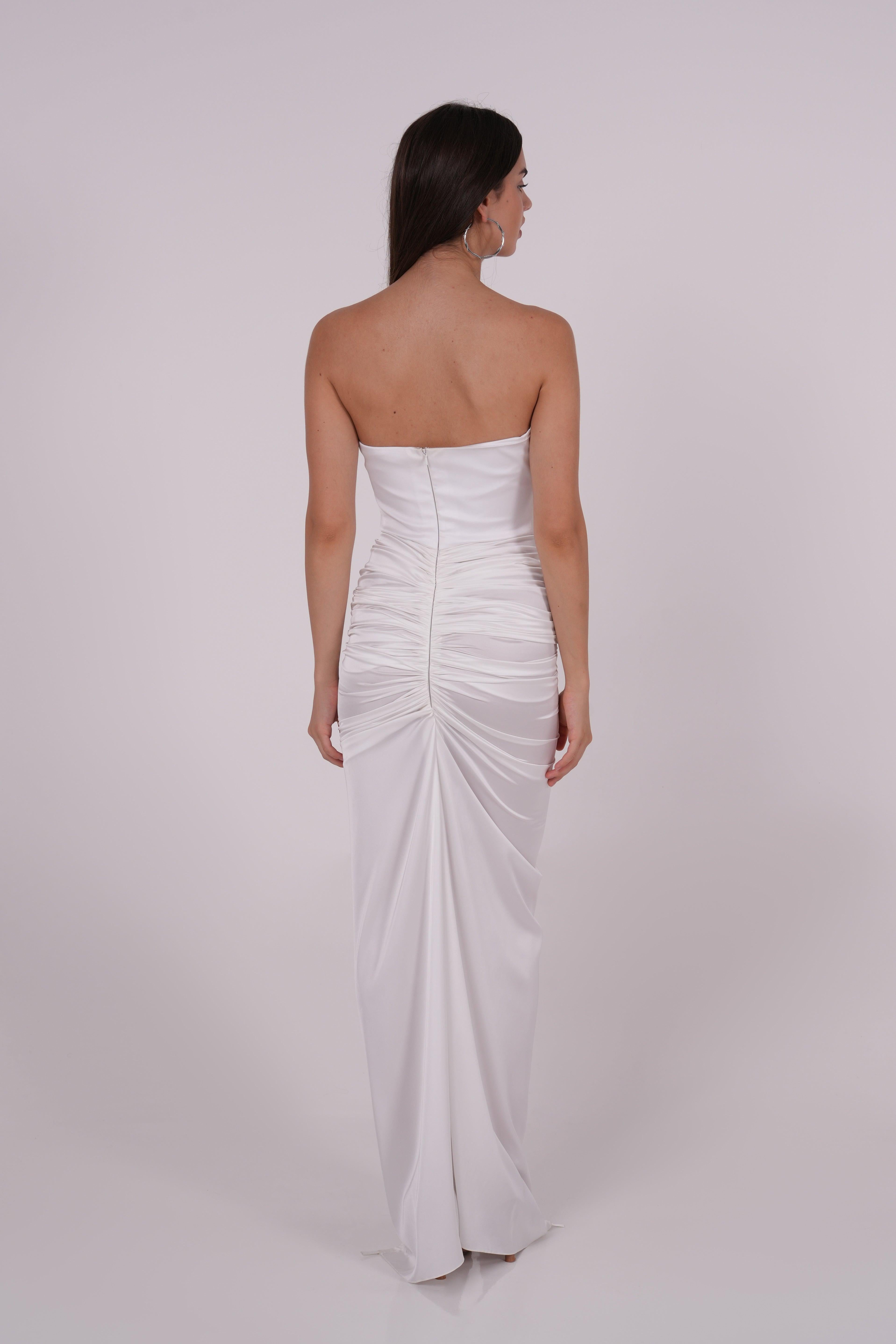 Pleated White Silk Dress - Endless - UAE Rental and Resale for Women's Fashion