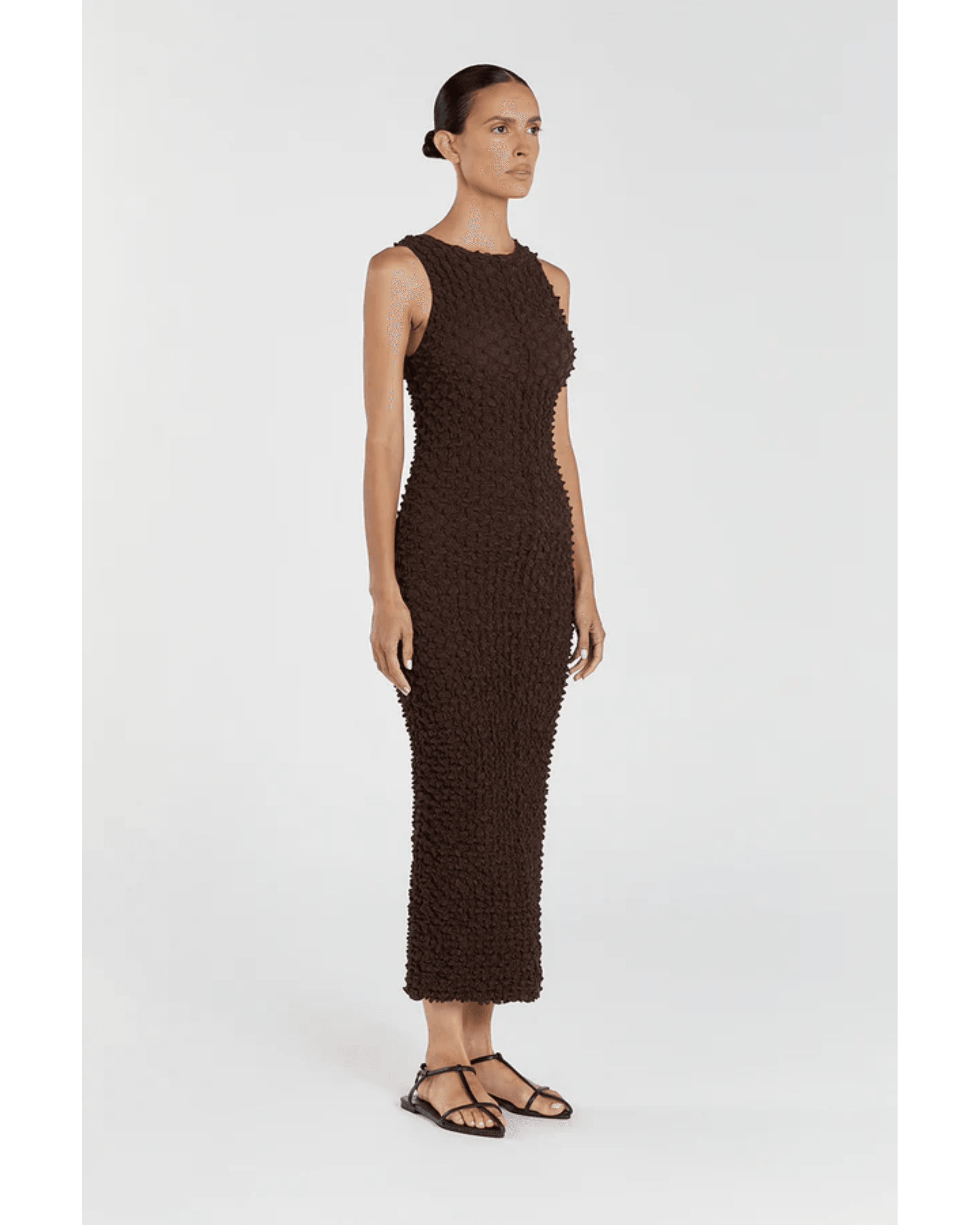Presley Choc Crew Neck Midi Dress - Endless - UAE Rental and Resale for Women's Fashion