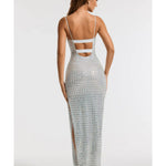 Prisha Embellished Square Neck Evening Gown in Silver - Endless - UAE Rental and Resale for Women's Fashion
