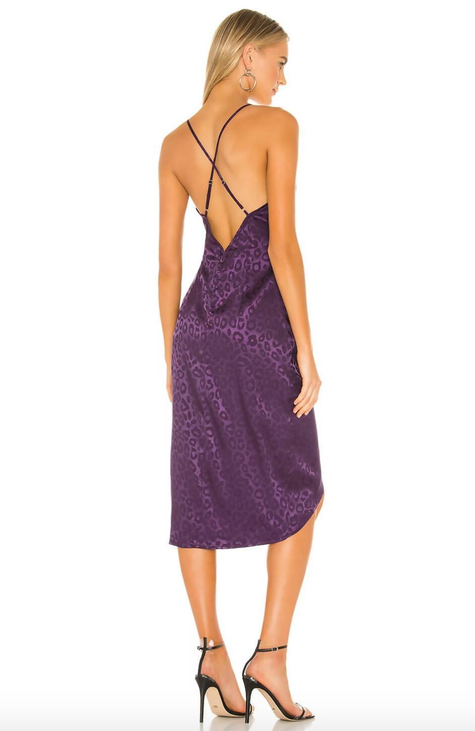 Purple Leopard Print Satin Midi Dress - Endless - UAE Rental and Resale for Women's Fashion