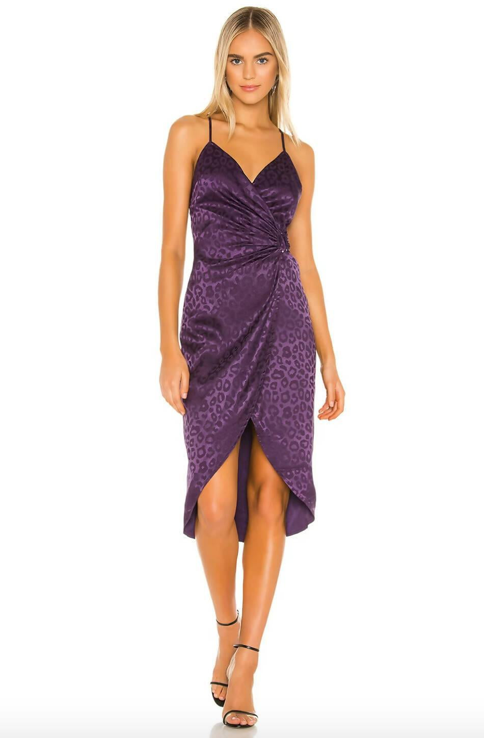 Purple Leopard Print Satin Midi Dress - Endless - UAE Rental and Resale for Women's Fashion