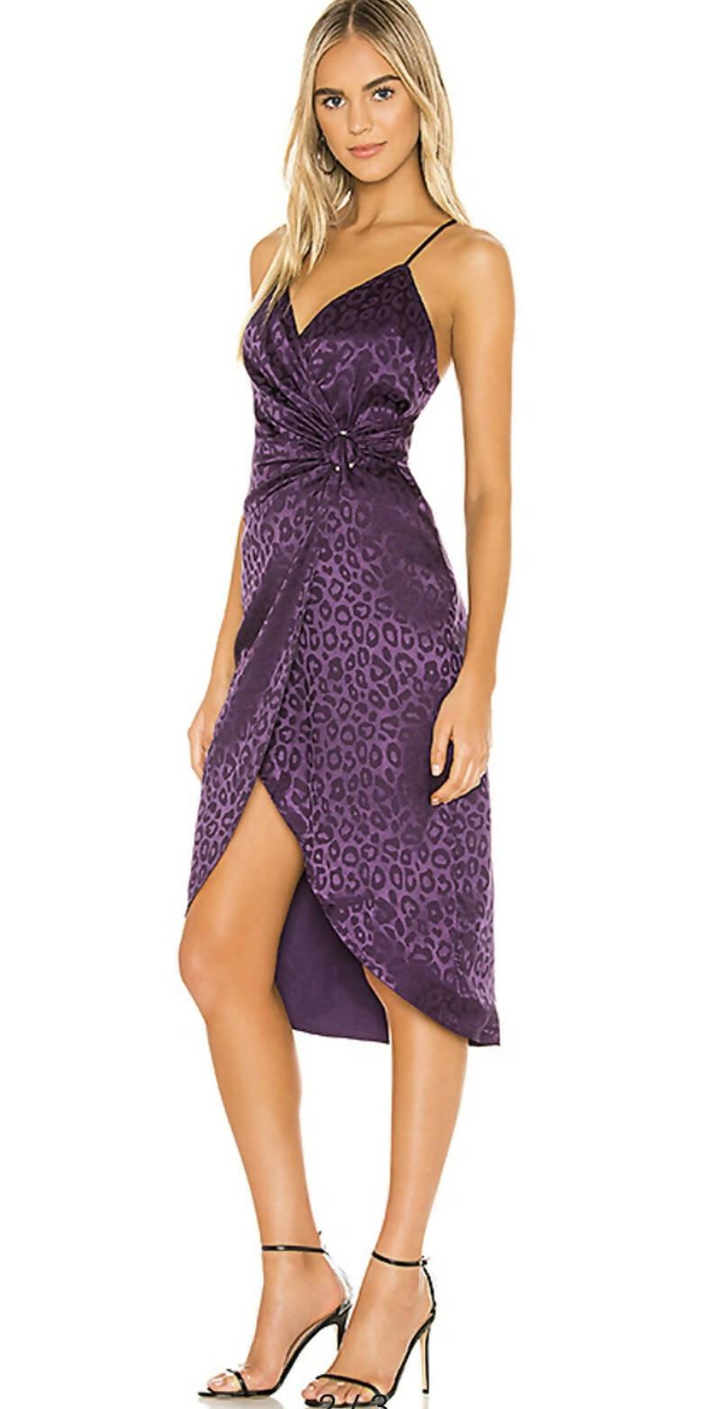 Purple Leopard Print Satin Midi Dress - Endless - UAE Rental and Resale for Women's Fashion