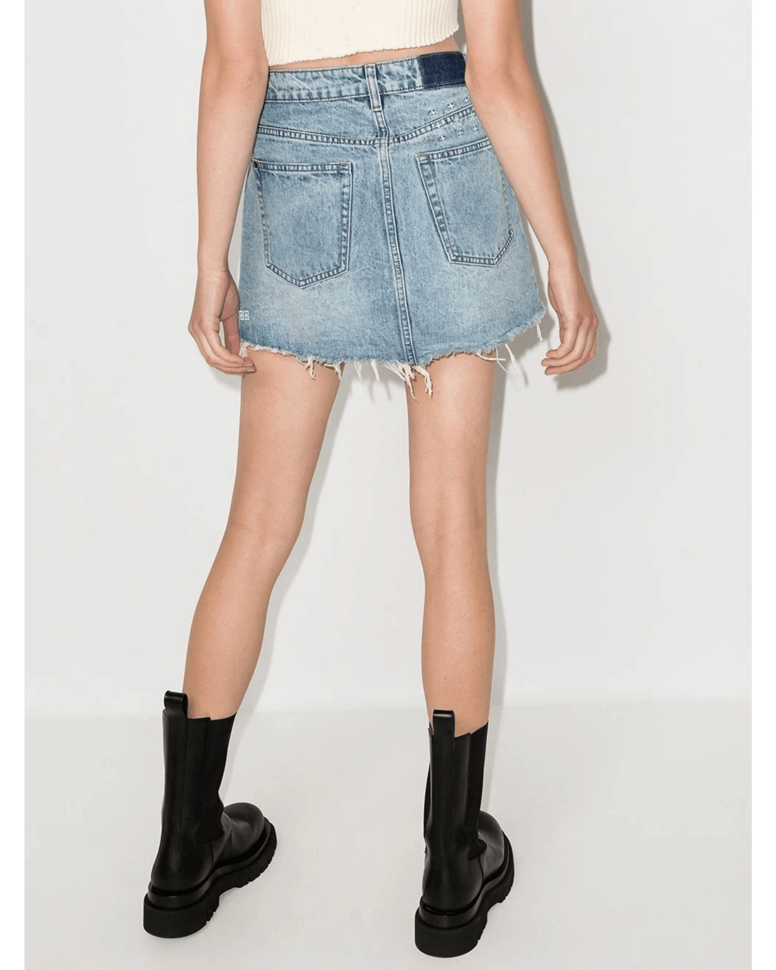 Rap Asymmetric Denim Mini Skirt - Endless - UAE Rental and Resale for Women's Fashion
