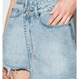 Rap Asymmetric Denim Mini Skirt - Endless - UAE Rental and Resale for Women's Fashion