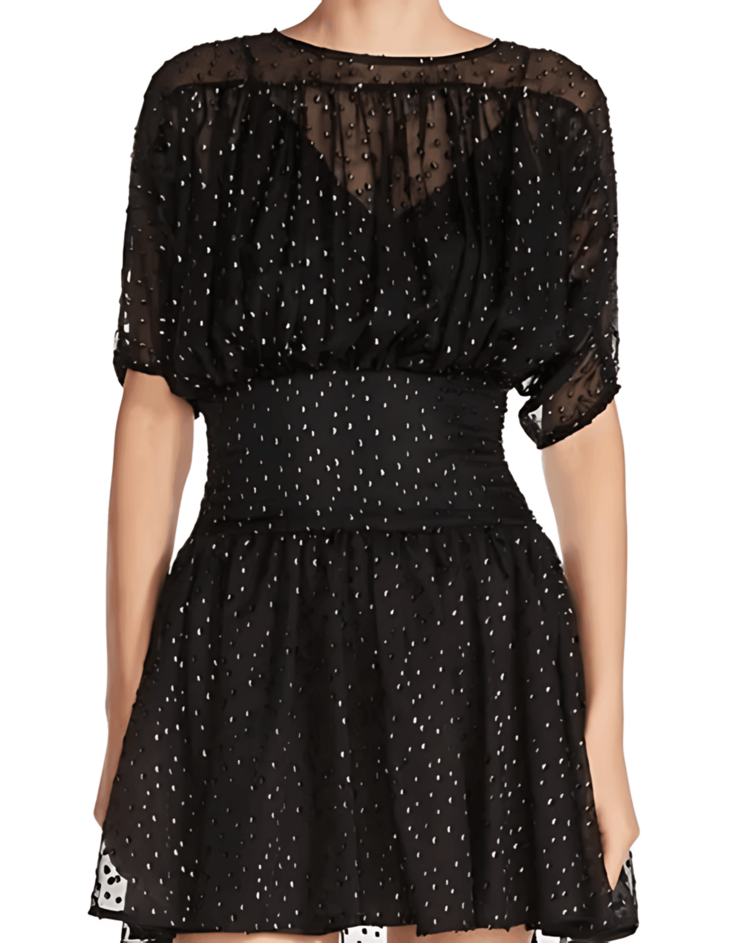 Rawson Black Polka-Dot Chiffon Dress - Endless - UAE Rental and Resale for Women's Fashion