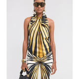 Ray Of Gold Print Silk Top Scarf - Endless - UAE Rental and Resale for Women's Fashion