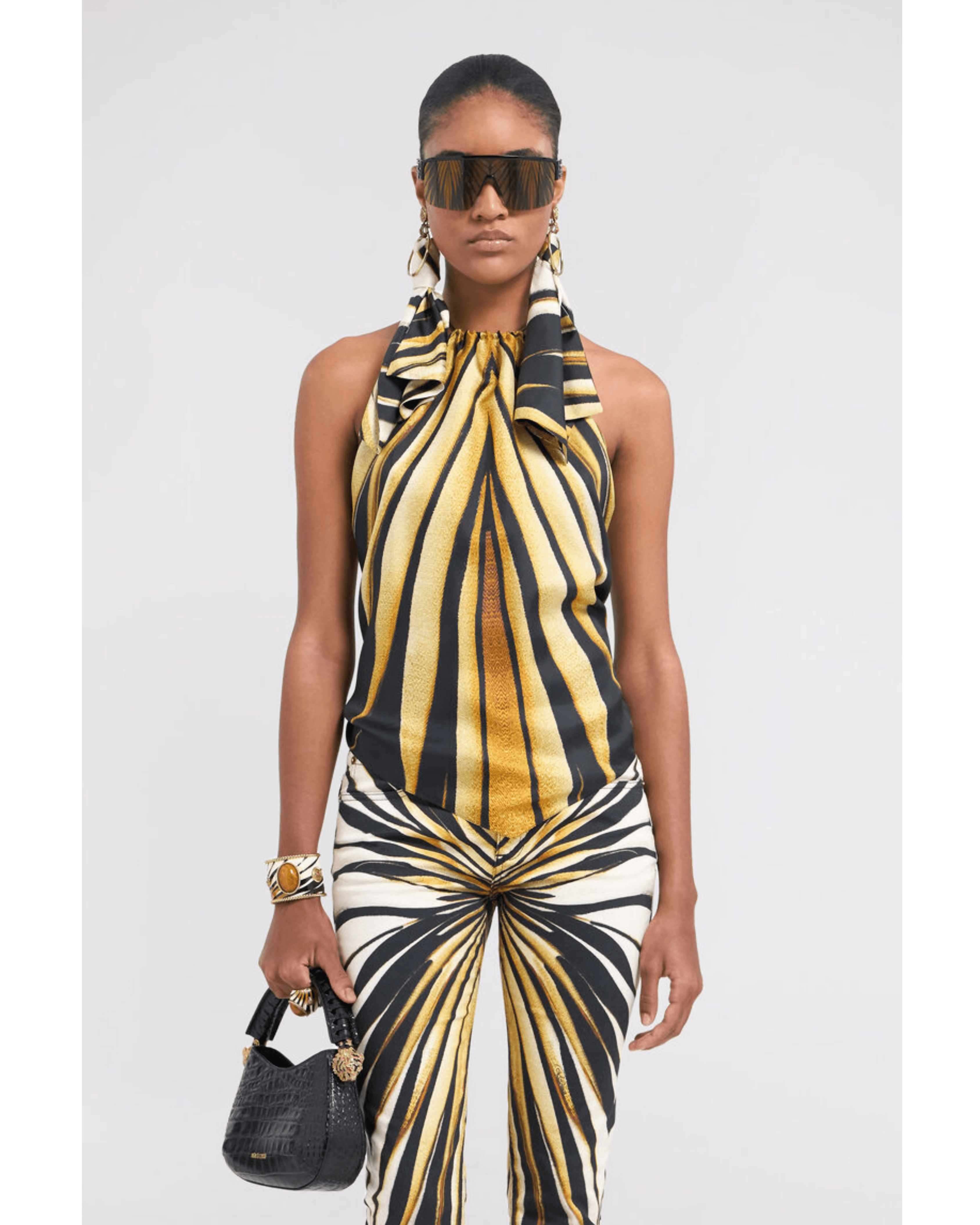 Ray Of Gold Print Silk Top Scarf - Endless - UAE Rental and Resale for Women's Fashion