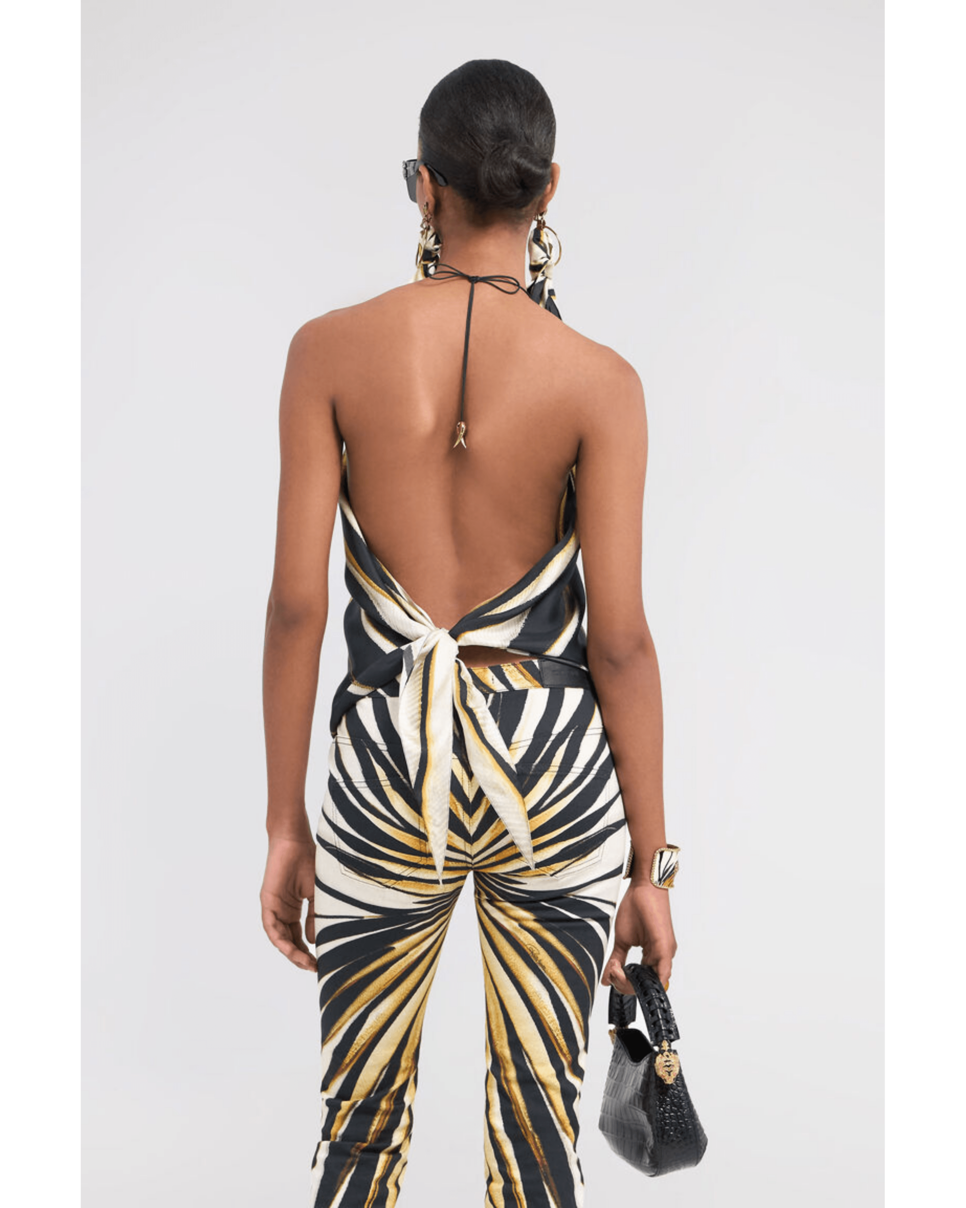 Ray Of Gold Print Silk Top Scarf - Endless - UAE Rental and Resale for Women's Fashion