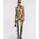 Ray Of Gold Print Silk Top Scarf - Endless - UAE Rental and Resale for Women's Fashion
