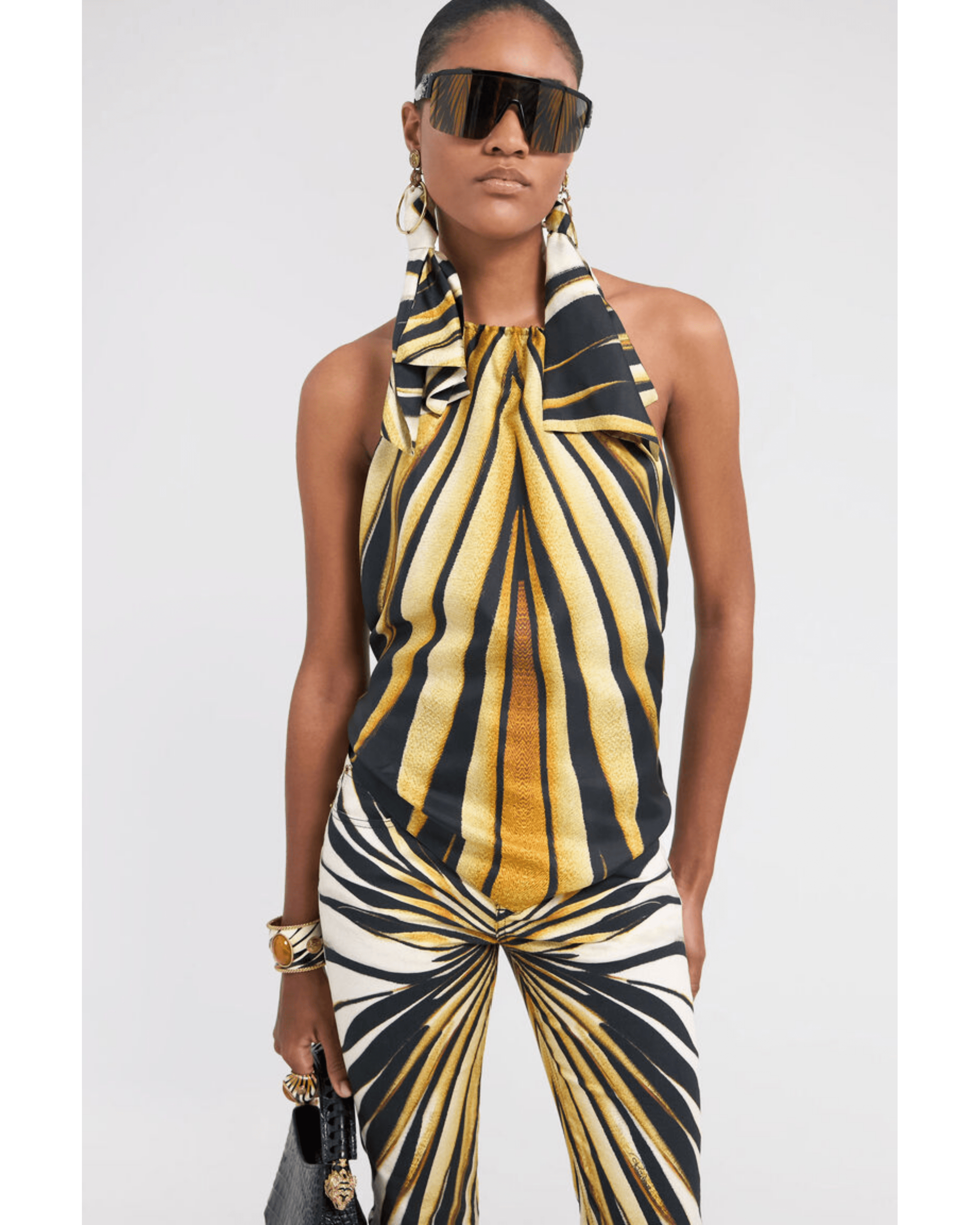 Ray Of Gold Print Silk Top Scarf - Endless - UAE Rental and Resale for Women's Fashion