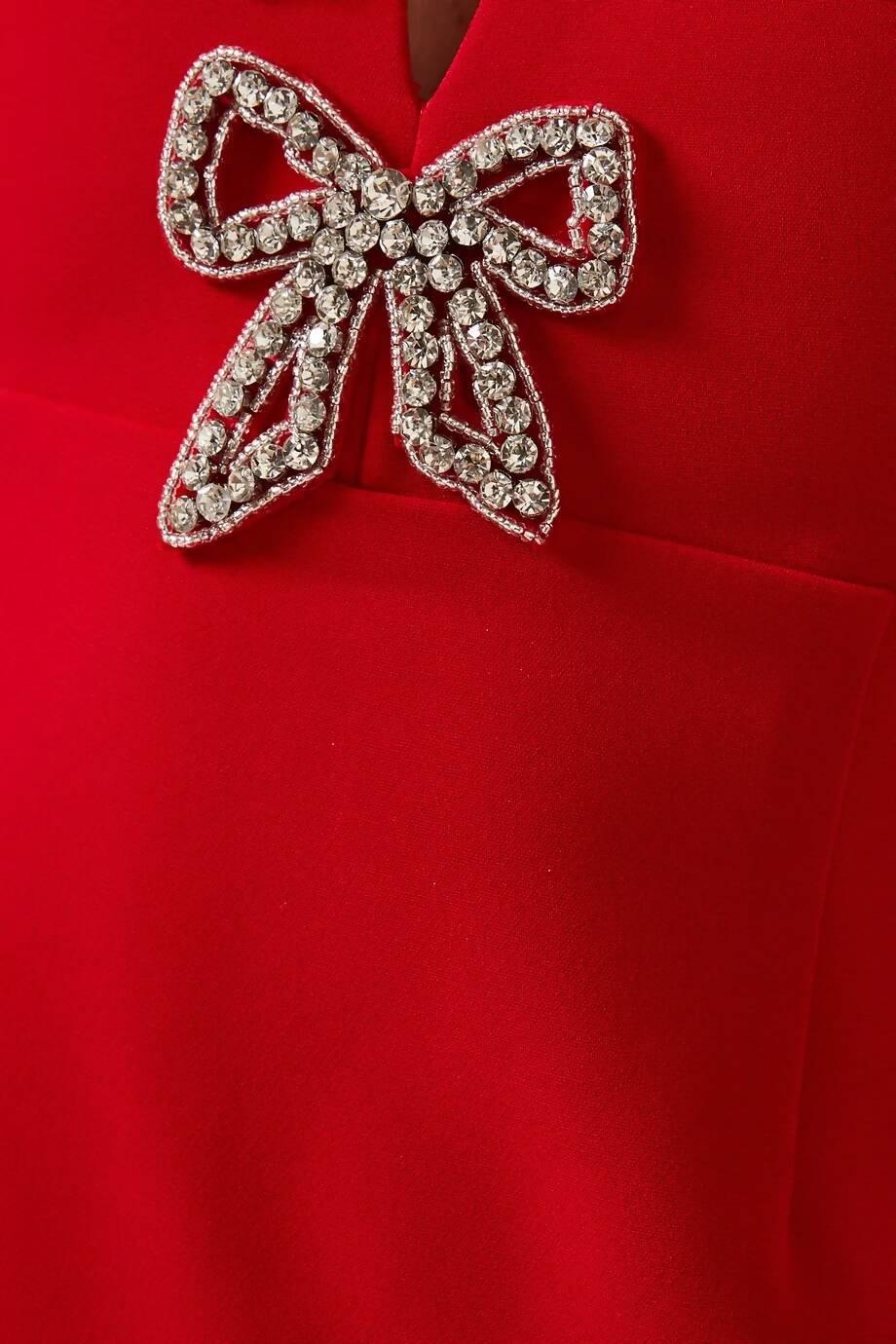 Red Embellished Bow Mini Dress - Endless - UAE Rental and Resale for Women's Fashion