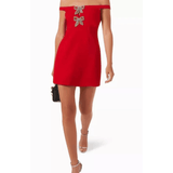 Red Embellished Bow Mini Dress - Endless - UAE Rental and Resale for Women's Fashion