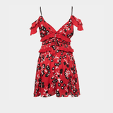 Red Floral Printed Crepe Ruffled Mini Dress - Endless - UAE Rental and Resale for Women's Fashion