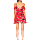Red Floral Printed Crepe Ruffled Mini Dress - Endless - UAE Rental and Resale for Women's Fashion