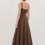 Riley Chocolate Stripe Midi Dress - Endless - UAE Rental and Resale for Women's Fashion
