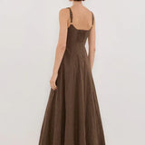 Riley Chocolate Stripe Midi Dress - Endless - UAE Rental and Resale for Women's Fashion