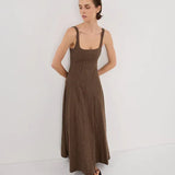 Riley Chocolate Stripe Midi Dress - Endless - UAE Rental and Resale for Women's Fashion