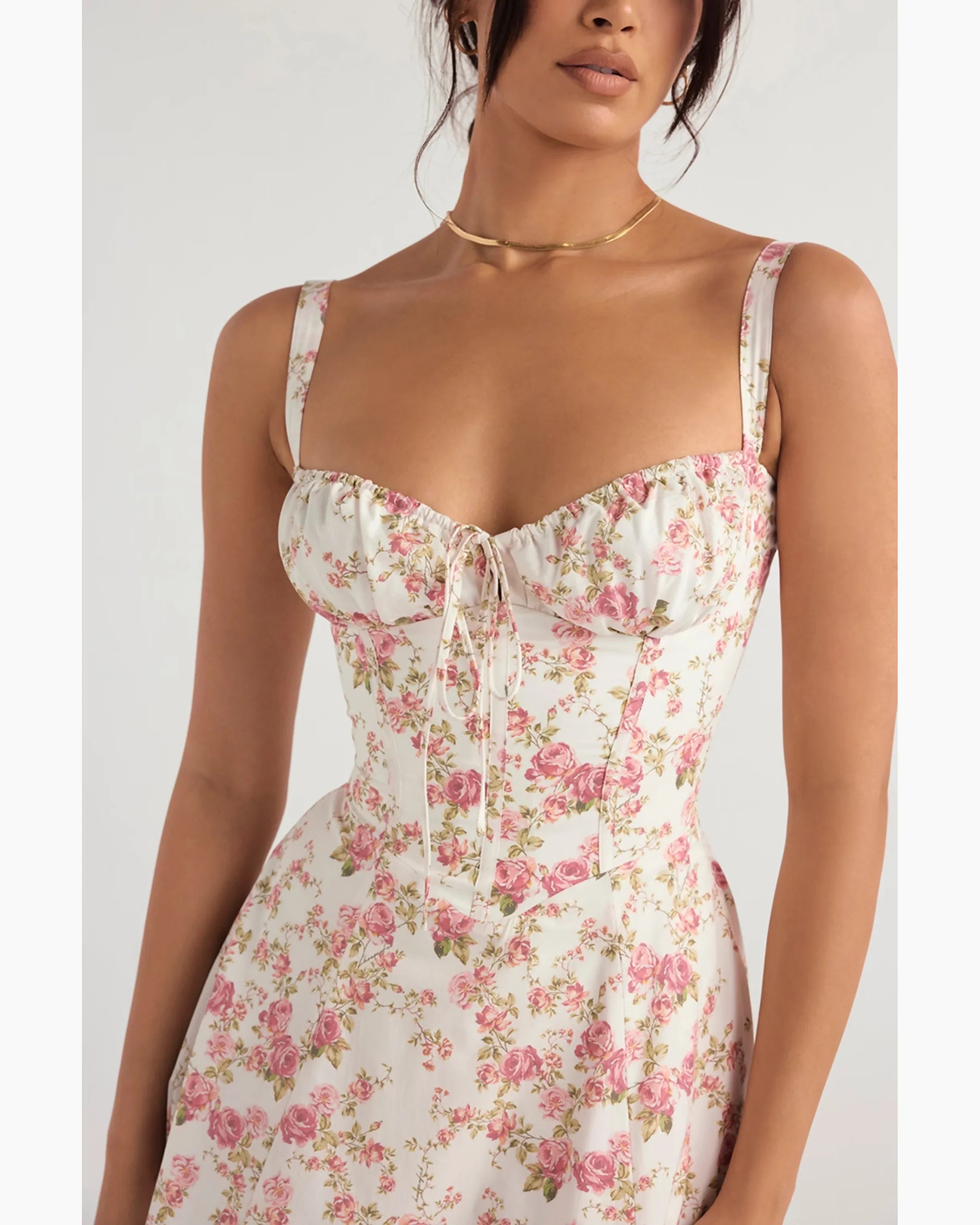 Rose Print Bustier Sundress - Endless - UAE Rental and Resale for Women's Fashion