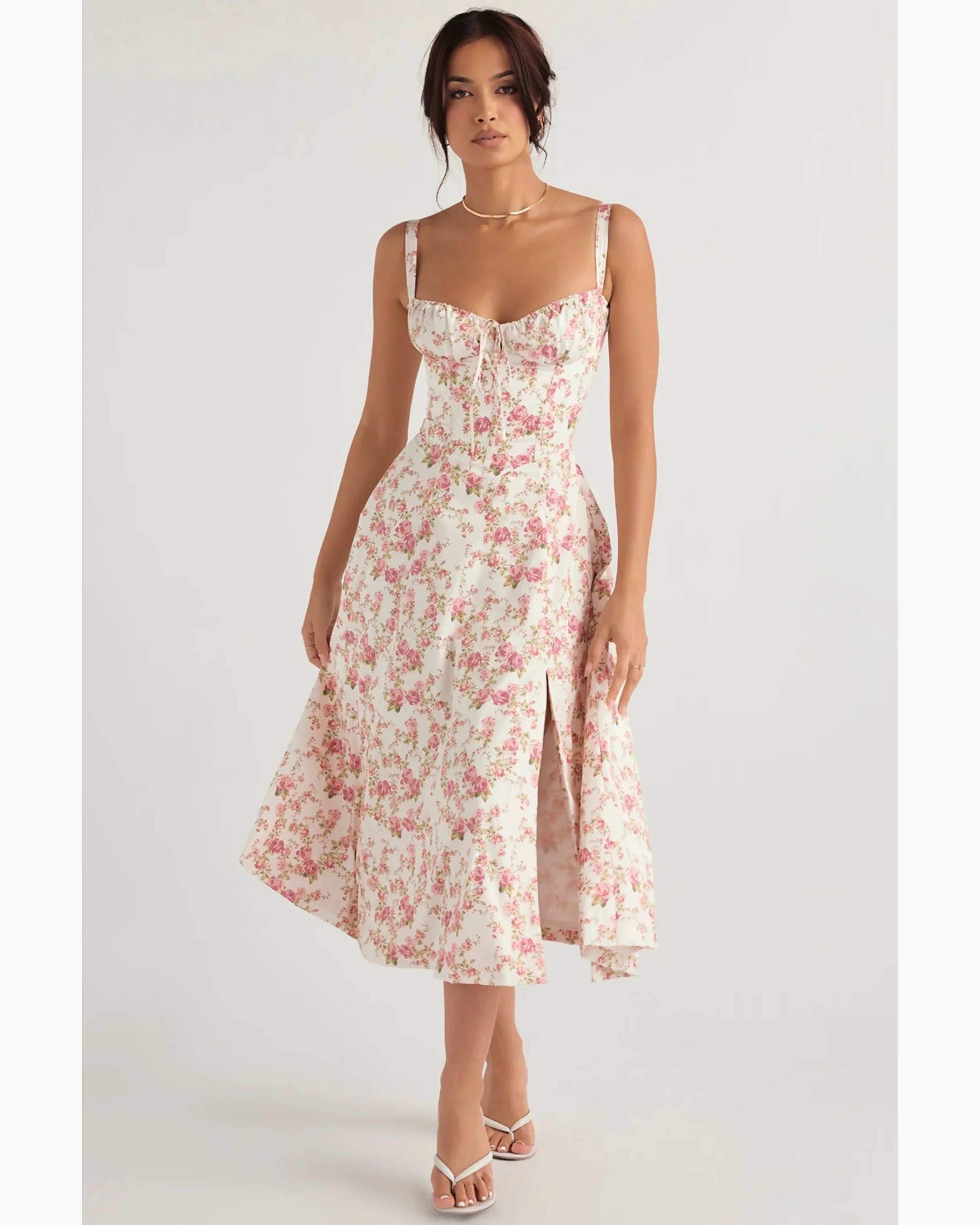 Rose Print Bustier Sundress - Endless - UAE Rental and Resale for Women's Fashion