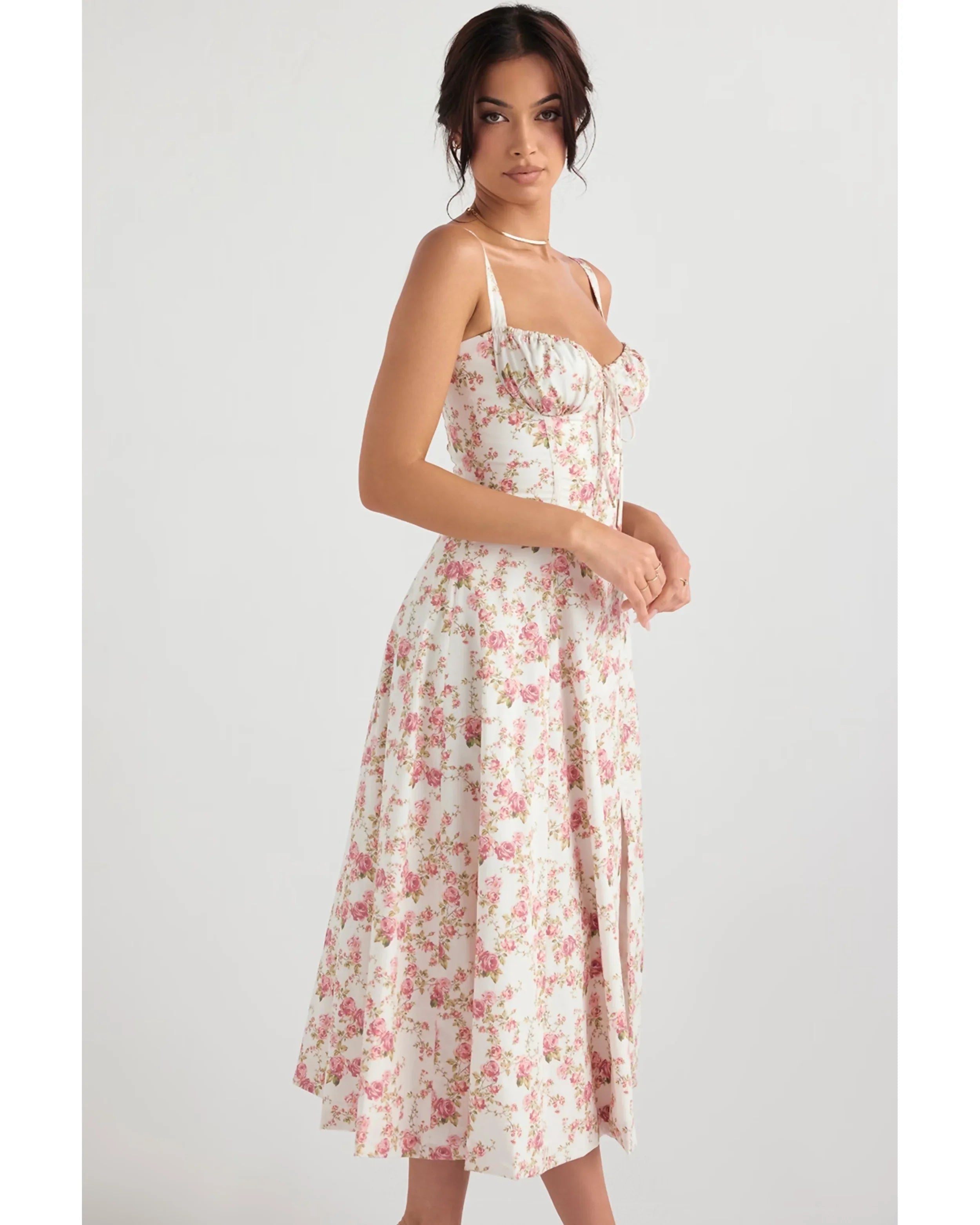 Rose Print Bustier Sundress - Endless - UAE Rental and Resale for Women's Fashion