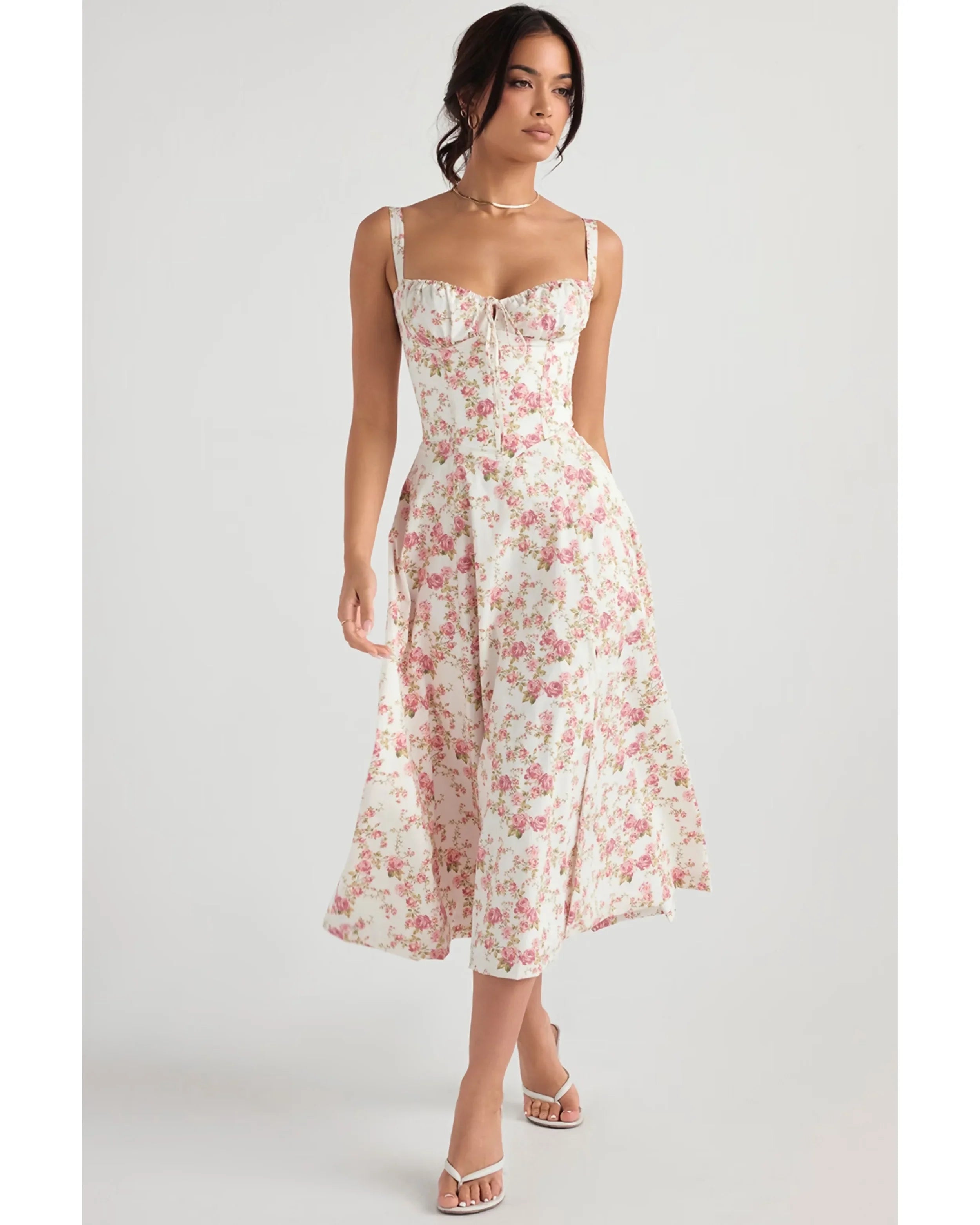 Rose Print Bustier Sundress - Endless - UAE Rental and Resale for Women's Fashion