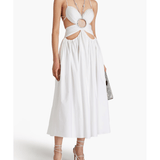 Ruched Embellished Cotton-Poplin Midi Dress - Endless - UAE Rental and Resale for Women's Fashion