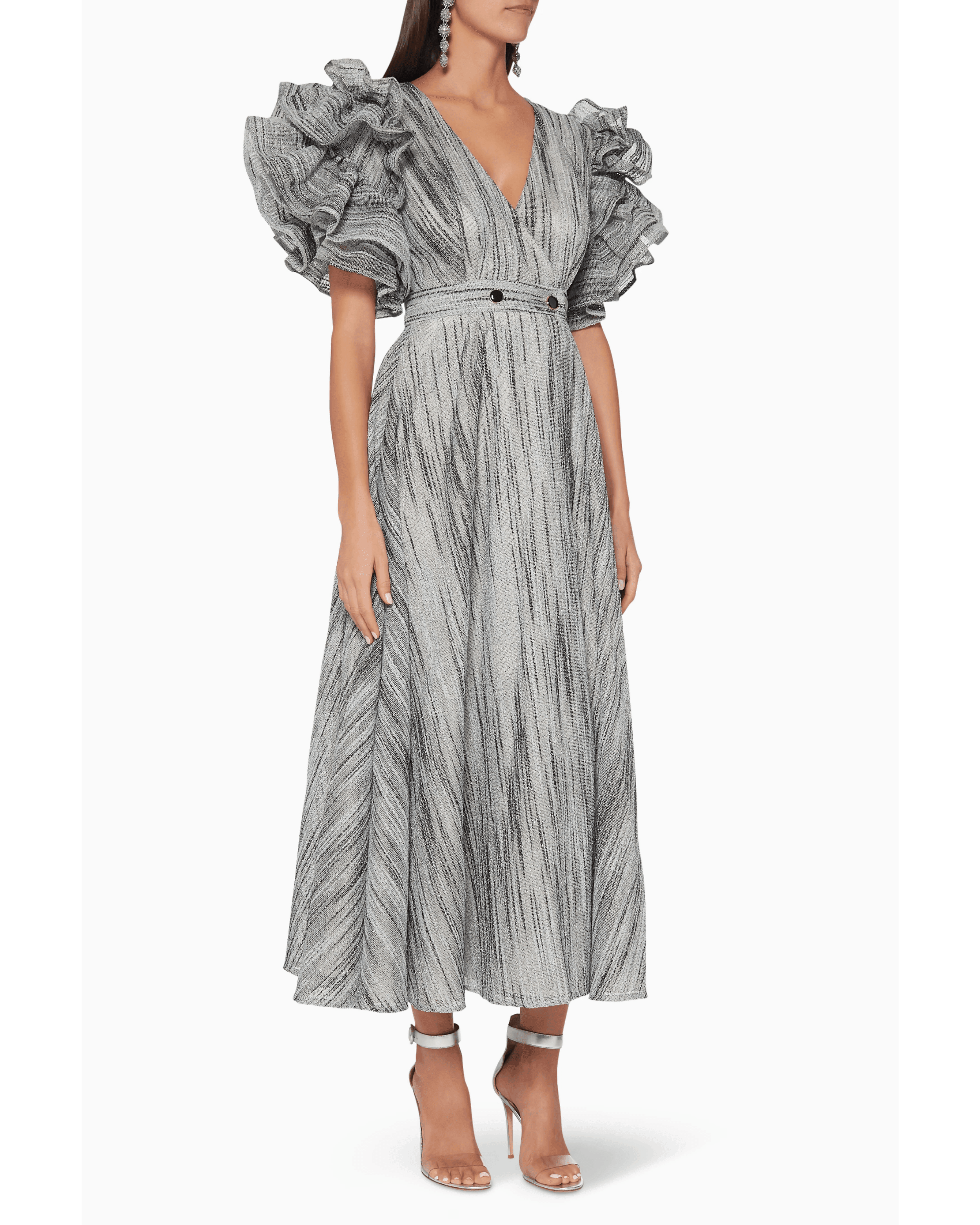 Ruffled Sleeve Midi dress - Endless - UAE Rental and Resale for Women's Fashion