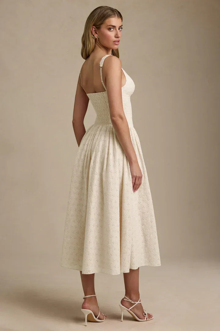 Saidey Broderie Anglaise Bow-Detail A-Line Midaxi Dress - Endless - UAE Rental and Resale for Women's Fashion