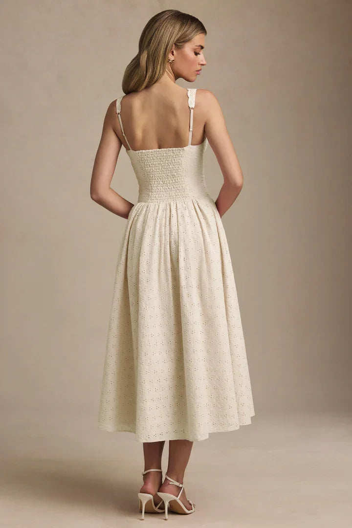 Saidey Broderie Anglaise Bow-Detail A-Line Midaxi Dress - Endless - UAE Rental and Resale for Women's Fashion