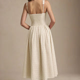 Saidey Broderie Anglaise Bow-Detail A-Line Midaxi Dress - Endless - UAE Rental and Resale for Women's Fashion