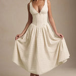 Saidey Broderie Anglaise Bow-Detail A-Line Midaxi Dress - Endless - UAE Rental and Resale for Women's Fashion