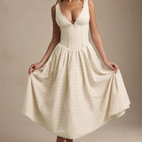 Saidey Broderie Anglaise Bow-Detail A-Line Midaxi Dress - Endless - UAE Rental and Resale for Women's Fashion