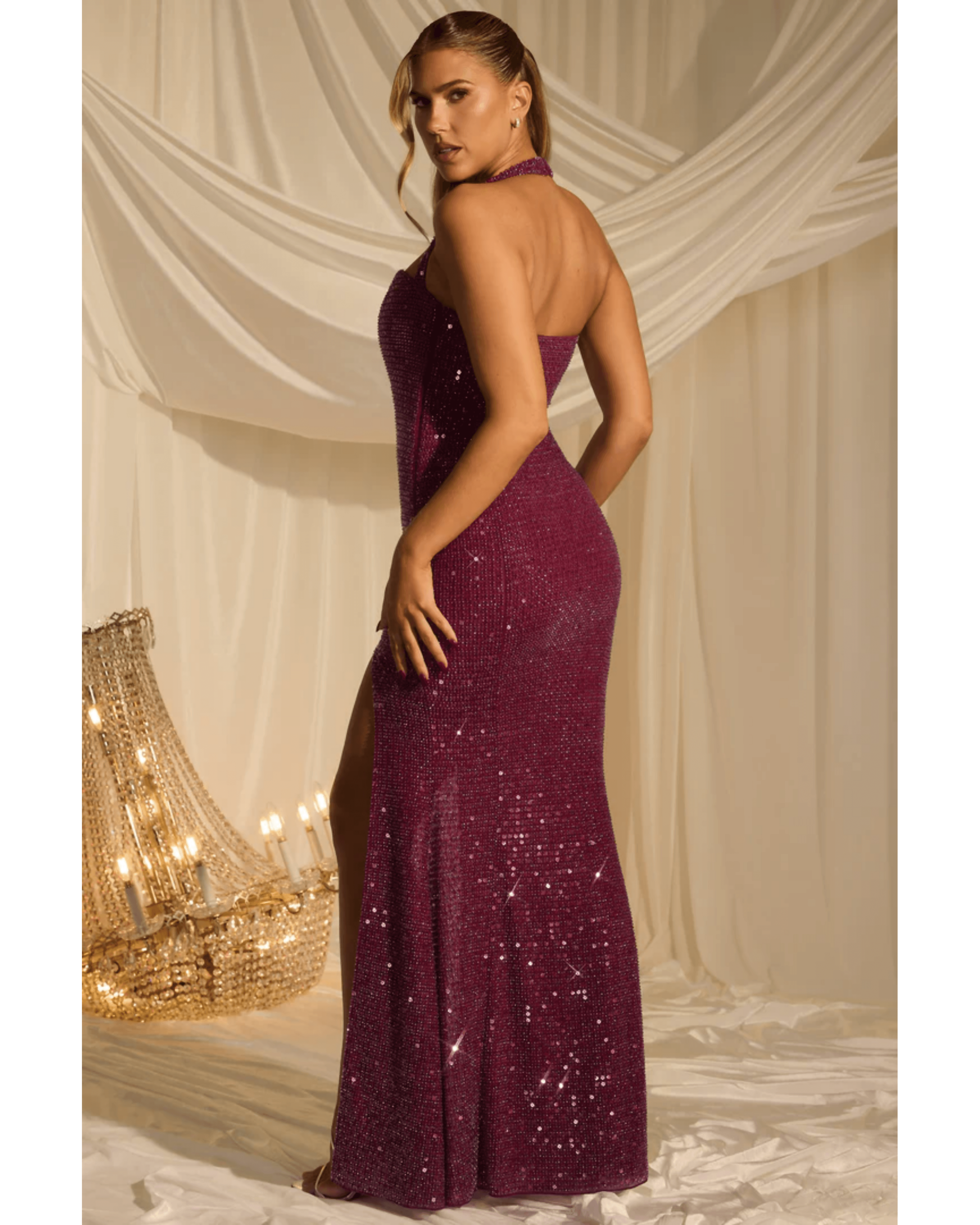 Sansel Embellished Halterneck Gown - Endless - UAE Rental and Resale for Women's Fashion