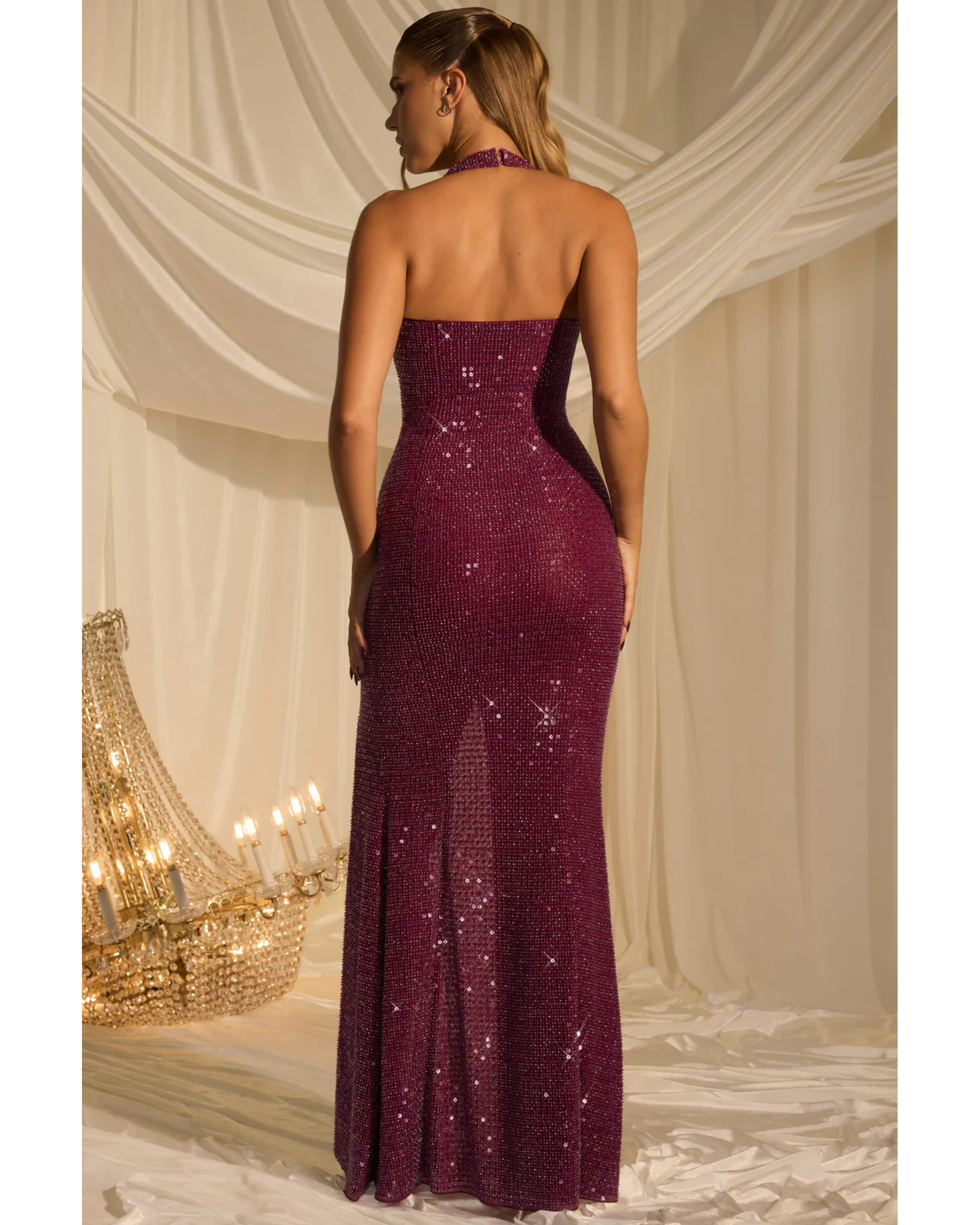 Sansel Embellished Halterneck Gown - Endless - UAE Rental and Resale for Women's Fashion