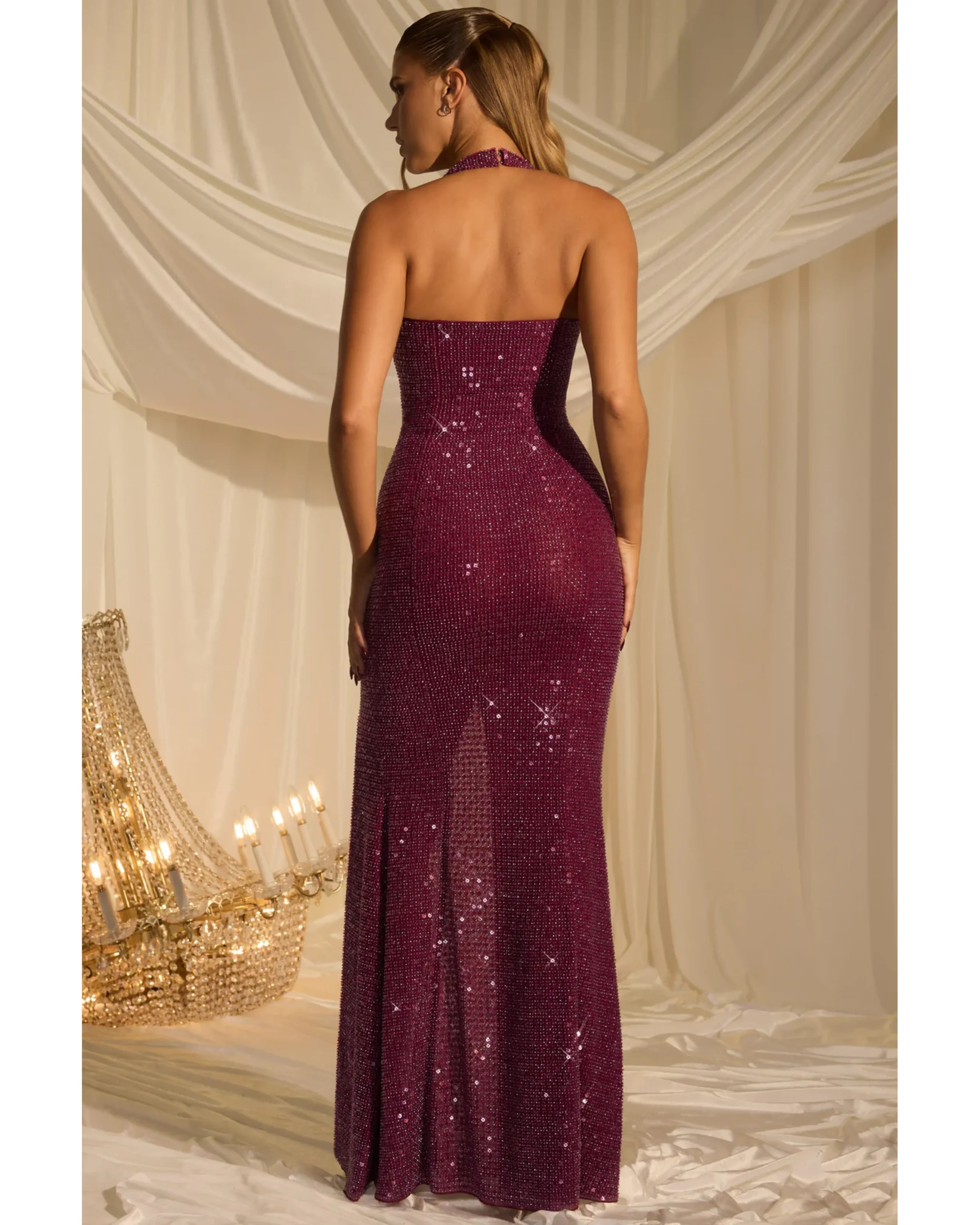 Sansel Embellished Halterneck Gown - Endless - UAE Rental and Resale for Women's Fashion